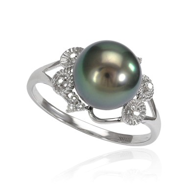 Pierścionek złoty z perłą Tahiti (wzór MAK)