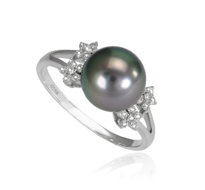 Pierścionek złoty z perłą Tahiti (wzór 4FLO)