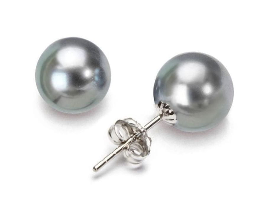 Kolczyki złote ze srebrnymi perłami Tahiti 7-8 mm ET-80S-SWG14-CSES