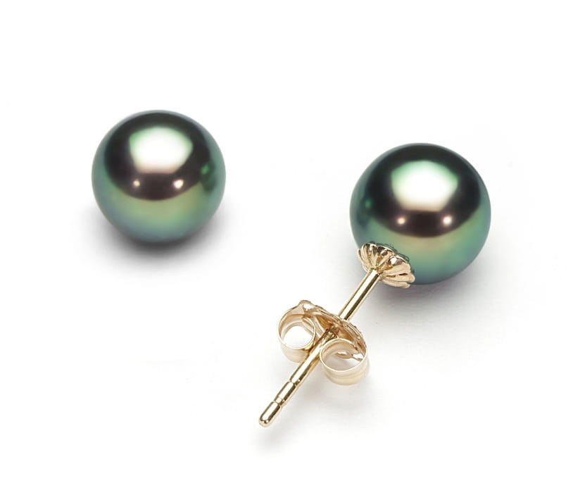 Złote kolczyki z czarnymi perłami Akoya 6-6,5 mm EA-65B-SYG14-CSES