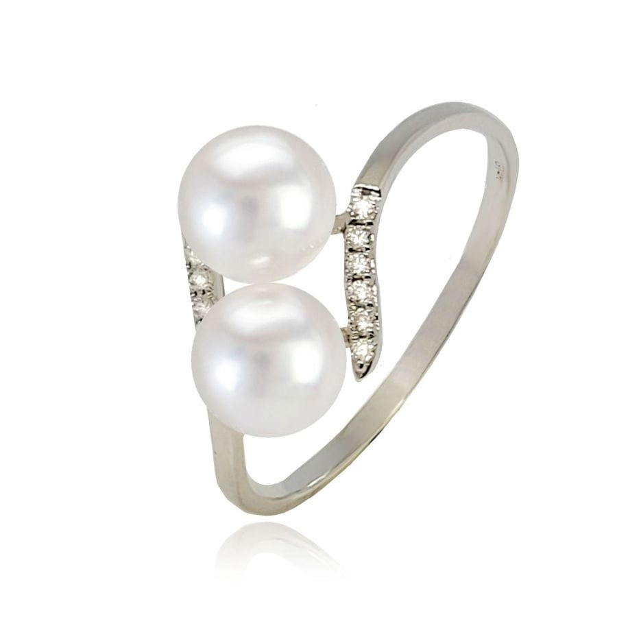 Pierścionek złoty z perłami Akoya RA2-60WW-WG14D-LWGT