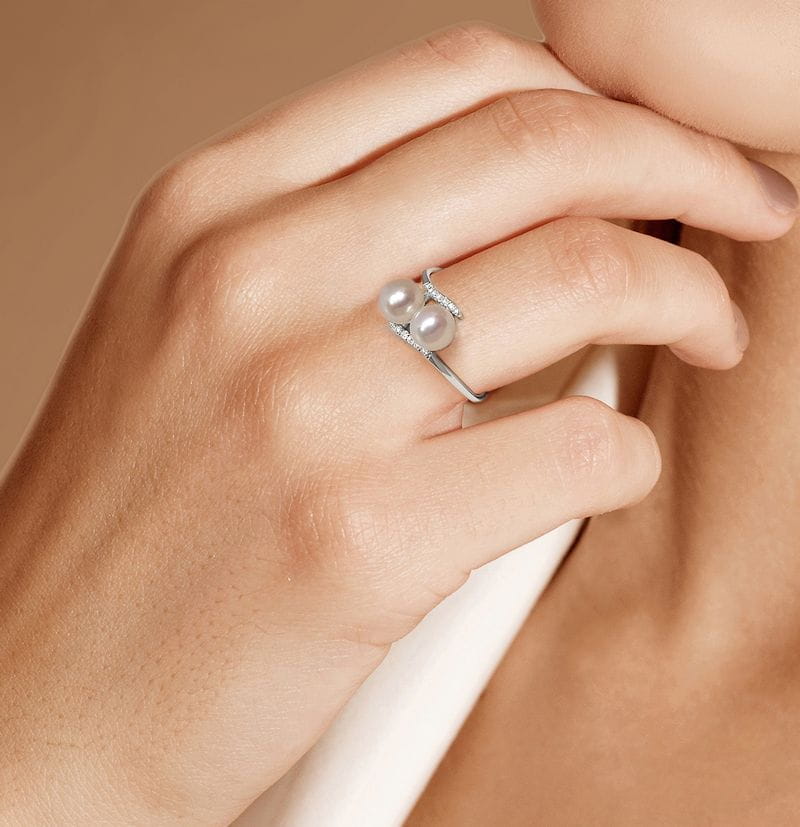 Pierścionek złoty z perłami Akoya RA2-60WW-WG14D-LWGT 3