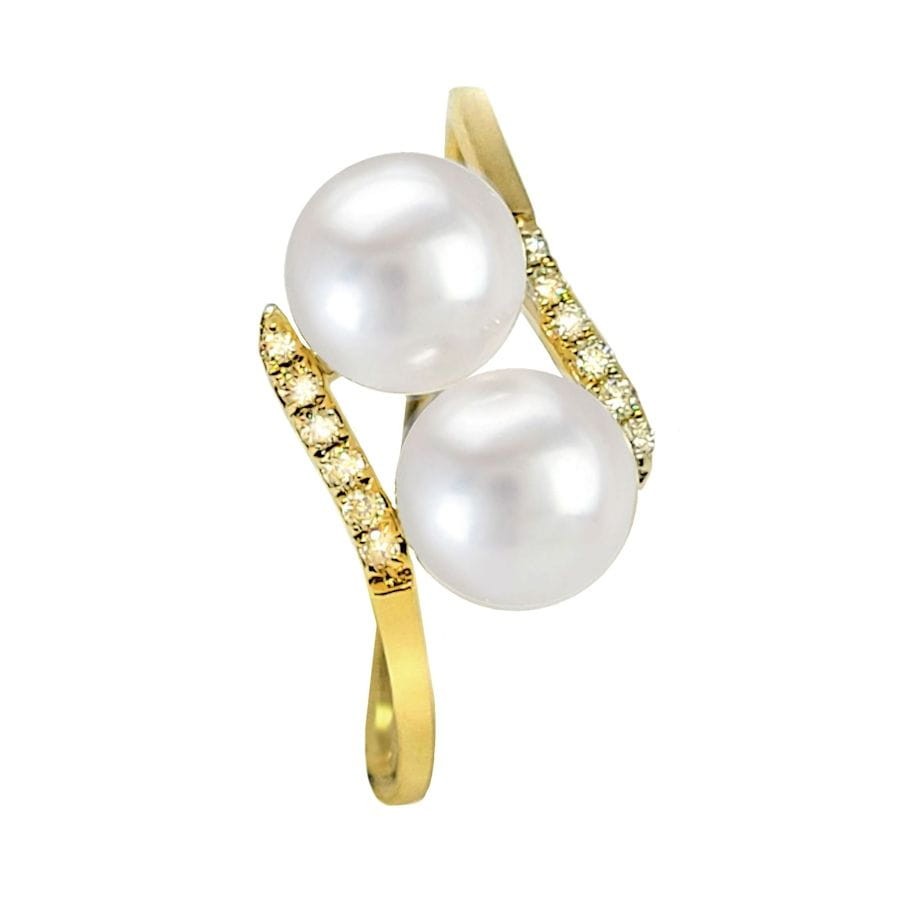 Złoty pierścionek z perłami Akoya RA2-60WW-YG14D-LWGT 2