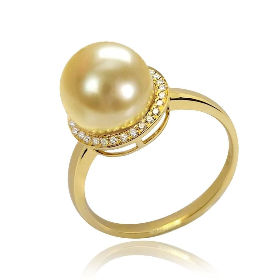 Pierścionek ze złotą perłą South Sea RS1-100G-YG18D-DRND