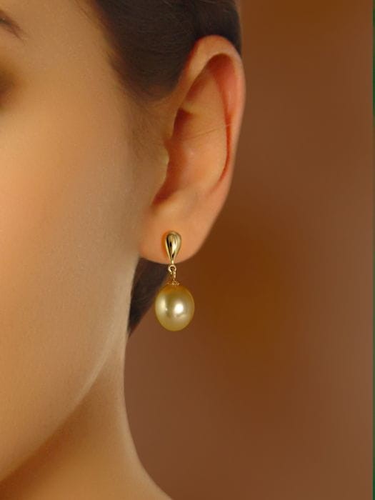 Kolczyki ze złotą owalną perłą South Sea ES-100GDS-SHYG14-SPN 2