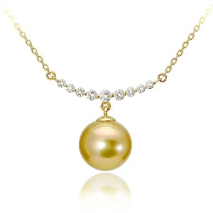 Złoty łańcuszek z perłą South Sea 9-10 mm (wzór DARC)