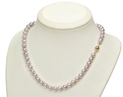 Naszyjnik z lawendowych pereł 8-9 mm (wzór CSNP-YG)