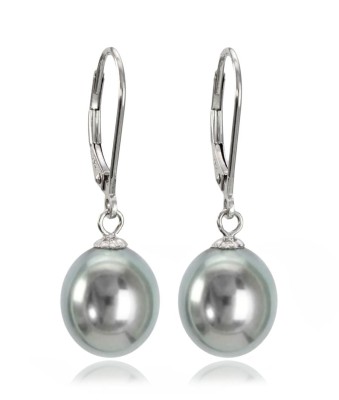 Kolczyki złote ze srebrnymi owalnymi perłami Tahiti 9-10 mm (wzór CSEV)