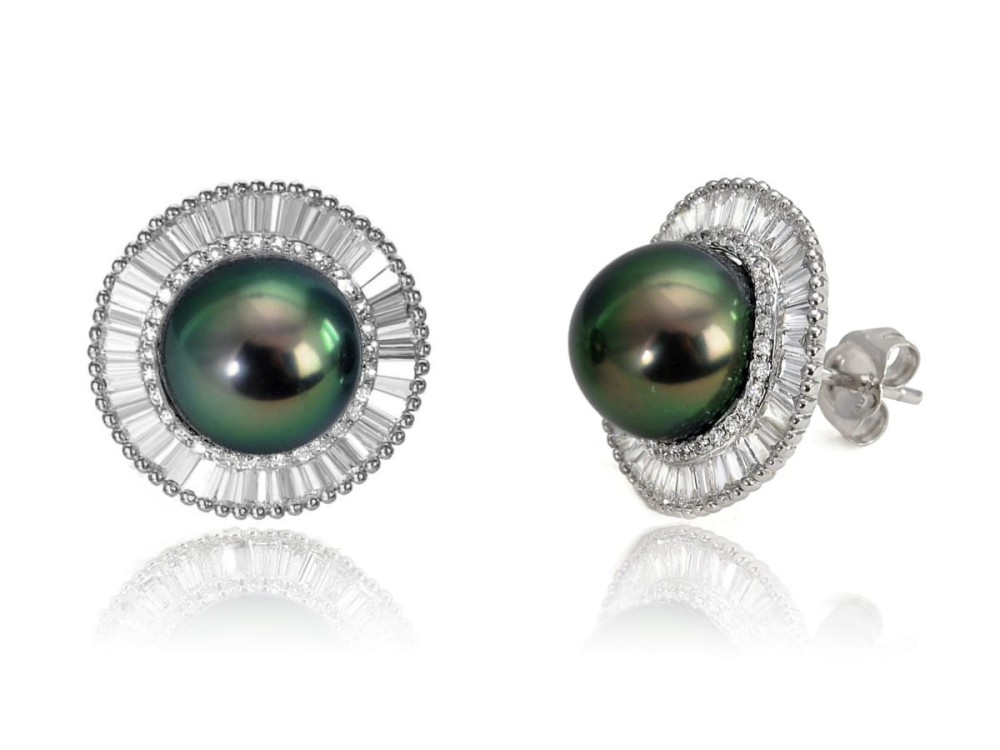 Kolczyki złote z perłami Tahiti i diamentami ET-100B-SWG18D-DSUN