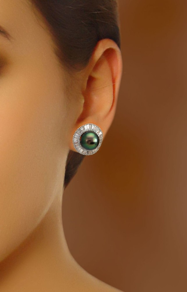 Kolczyki złote z perłami Tahiti i diamentami ET-100B-SWG18D-DSUN 2