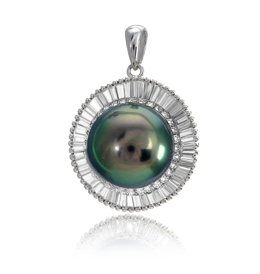 Zawieszka złota z perłą Tahiti i diamentami PT-120B-WG18D-DSUN