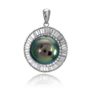 Zawieszka złota z perłą Tahiti i diamentami (wzór DSUN)