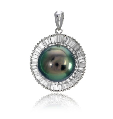 Zawieszka złota z perłą Tahiti i diamentami (wzór DSUN)