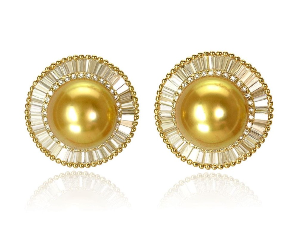 Kolczyki ze złotymi perłami South Sea ES-100G-SYG18D-DSUN