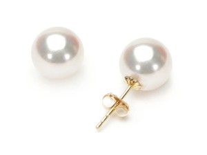 Złote kolczyki z perłami Akoya 8-8,5 mm (wzór CSES)