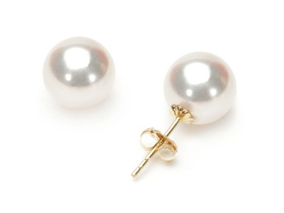 Złote kolczyki z perłami Akoya 8-8,5 mm (wzór CSES)