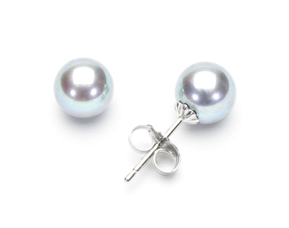 Kolczyki złote ze srebrnymi perłami 6,5-7 mm EF-70S-SWG14-CSES