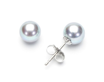 Kolczyki złote ze srebrnymi perłami 6,5-7 mm (wzór CSES)