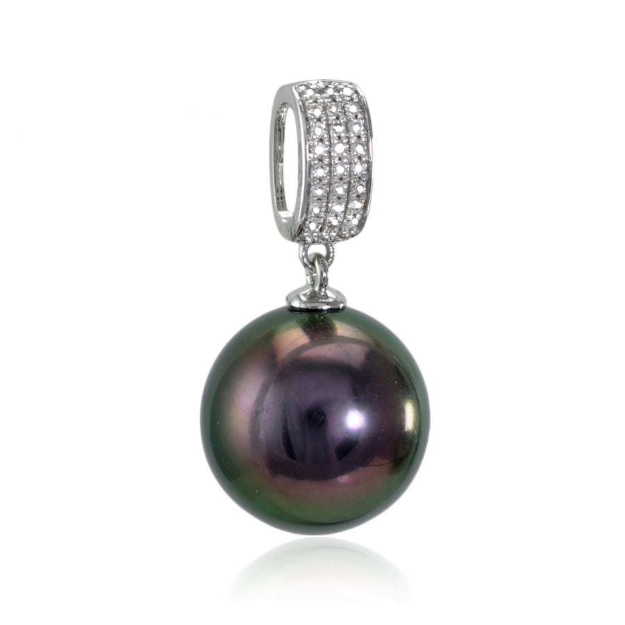 Zawieszka złota z perłą Tahiti i diamentami PT-120B-WG18D-WBLP
