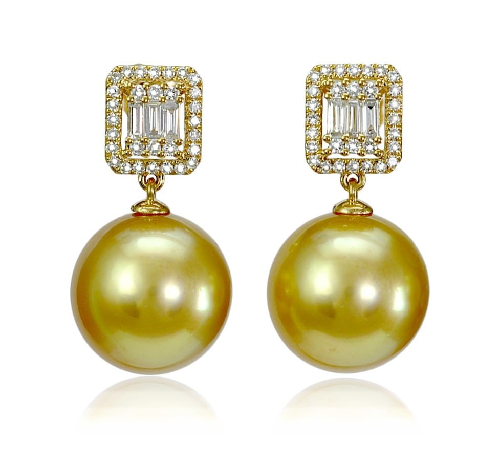Złote kolczyki z perłami South Sea ES-120G-SHYG18D-DRCT
