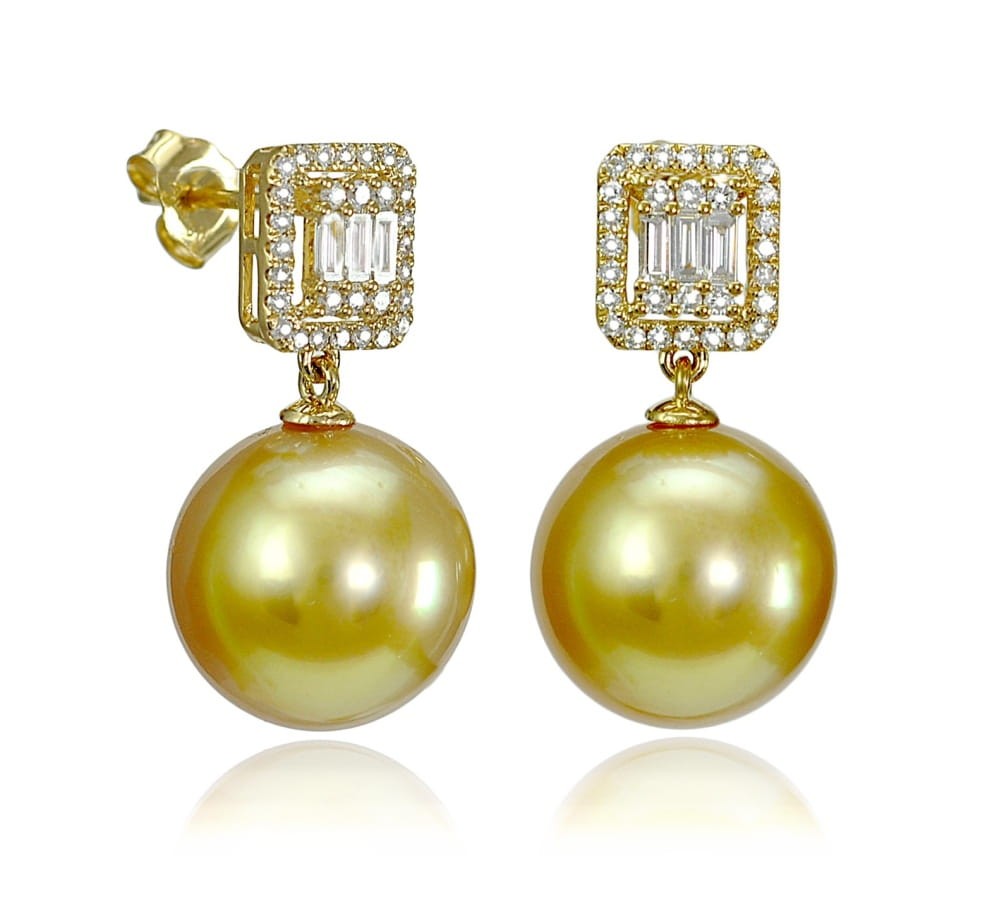 Złote kolczyki z perłami South Sea ES-120G-SHYG18D-DRCT 2