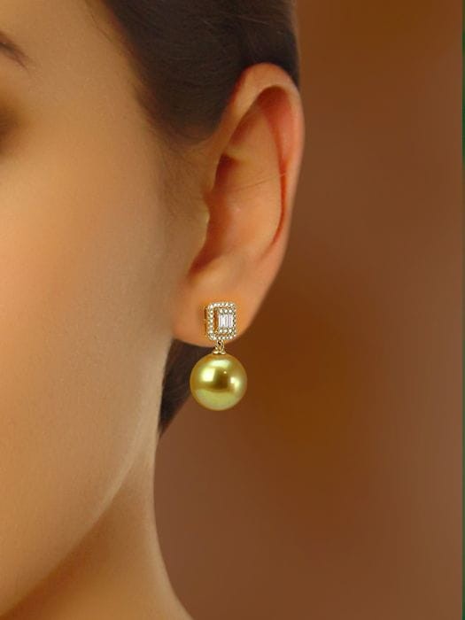 Złote kolczyki z perłami South Sea ES-120G-SHYG18D-DRCT 3