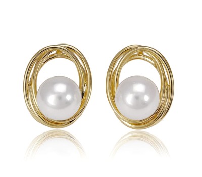 Złote kolczyki z perłami Akoya (wzór ELPS)