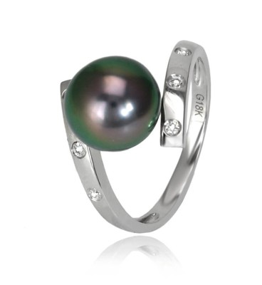 Pierścionek złoty z perłą Tahiti (wzór MISD)