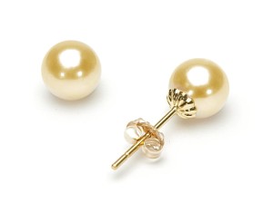 Kolczyki ze złocistymi perłami Akoya 6,5-7 mm (wzór CSES)