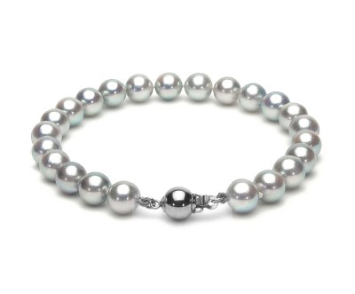 Bransoleta ze srebrnymi perłami Akoya 7-7,5 mm (wzór CSBR-WG)