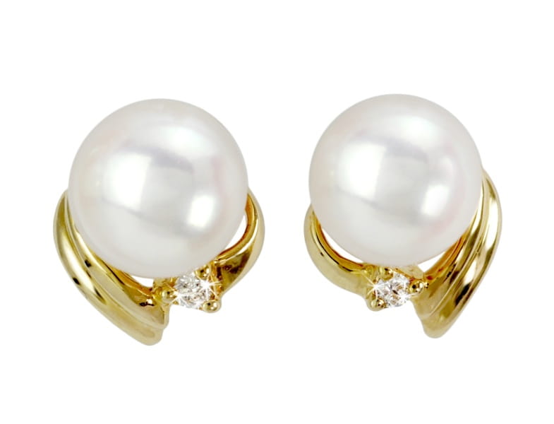 Złote kolczyki z perłami Akoya EA-70W-SYG14D-DZB