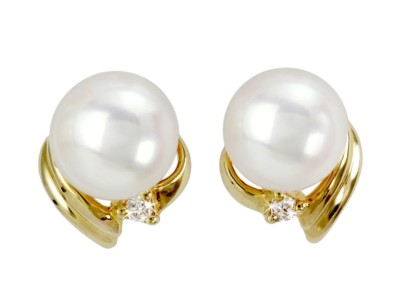 Złote kolczyki z perłami Akoya (wzór DZB)