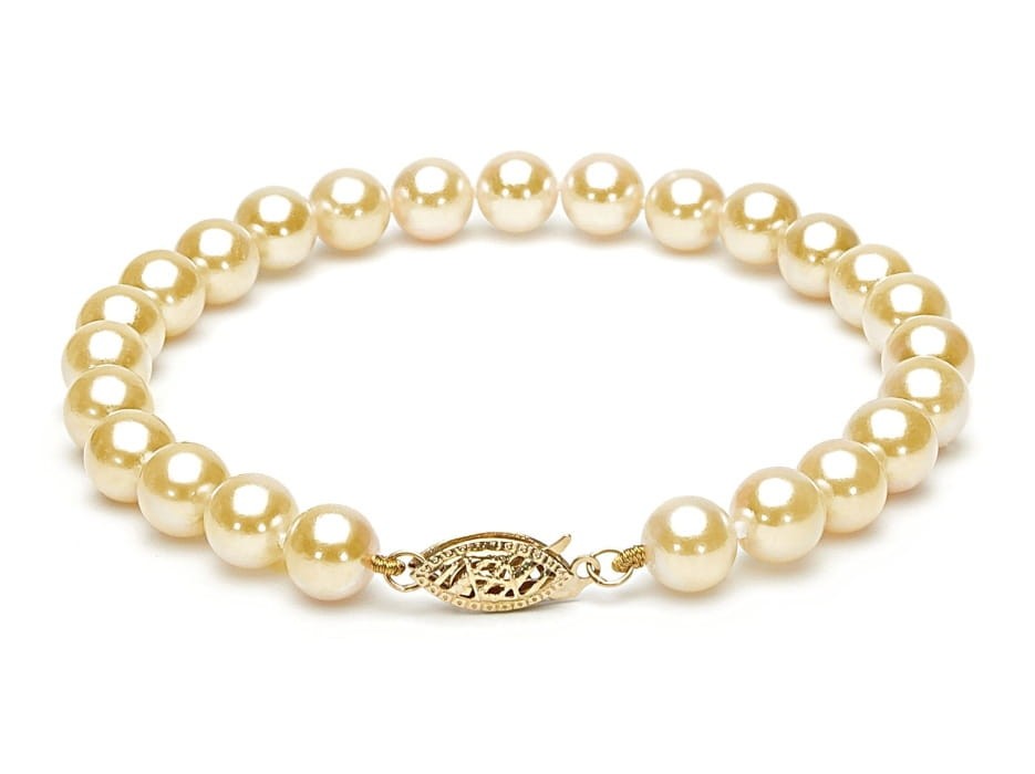 Bransoleta ze złocistymi perłami Akoya 6,5-7 mm BA1-70G-FCYG14-CSBR