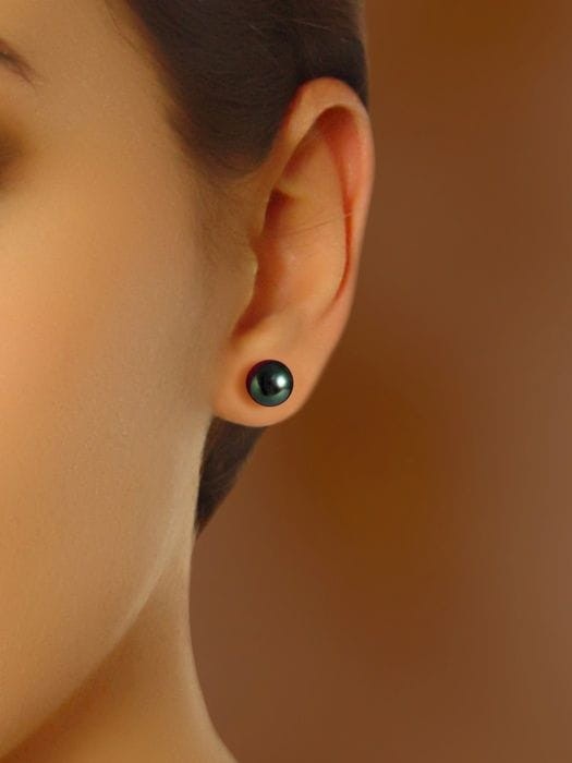 Kolczyki złote z czarnymi perłami Akoya 7-7,5 mm EA-75B-SWG14-CSES 2