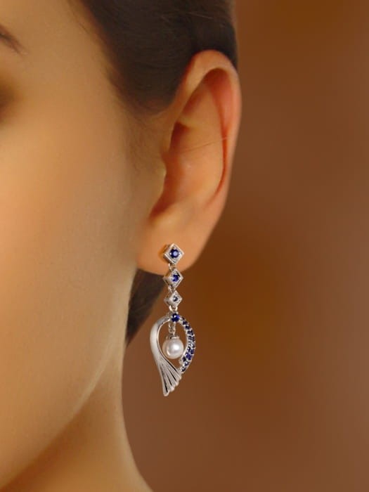 Kolczyki złote z perłami Akoya EA-55W-SHWG14S-EGP 2