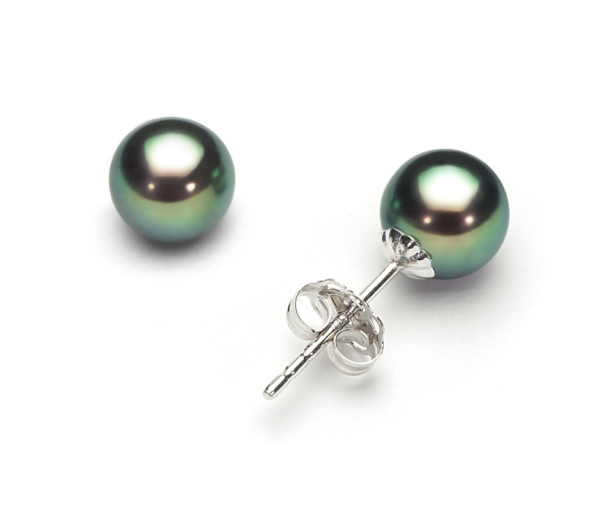 Kolczyki złote z czarnymi perłami Akoya 6-6,5 mm EA-65B-SWG14-CSES