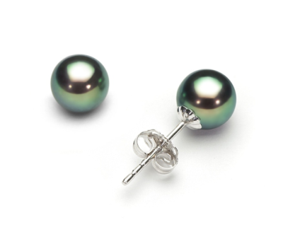 Kolczyki złote z czarnymi perłami Akoya 6-6,5 mm (wzór CSES)