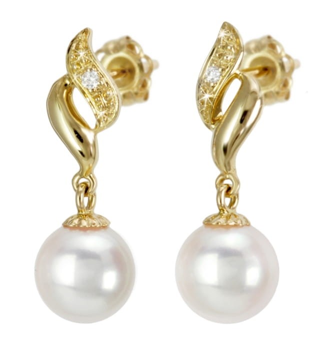 Złote kolczyki z perłami Akoya EA-75W-SHYG14D-FLA