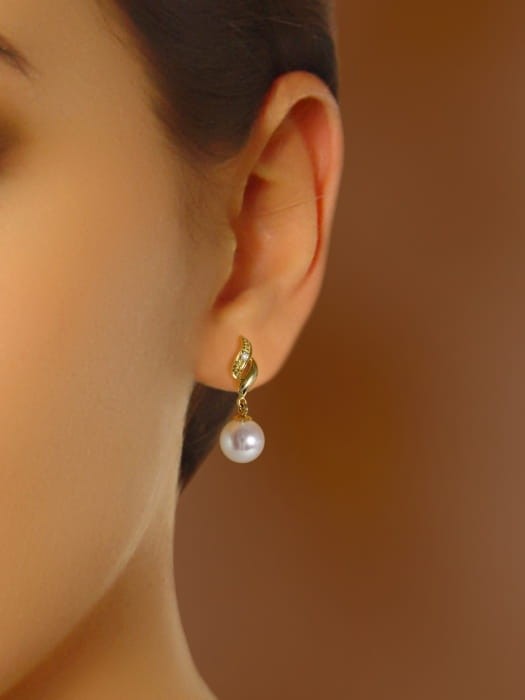 Złote kolczyki z perłami Akoya EA-75W-SHYG14D-FLA 2