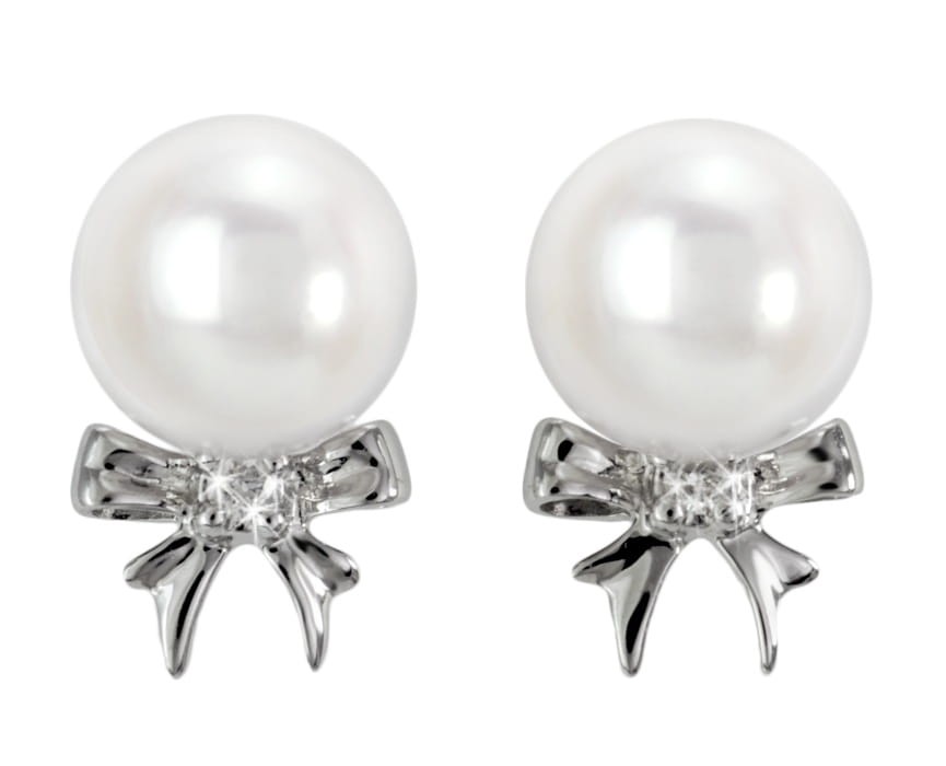 Kolczyki złote z perłami Akoya EA-75W-SWG14D-BOW