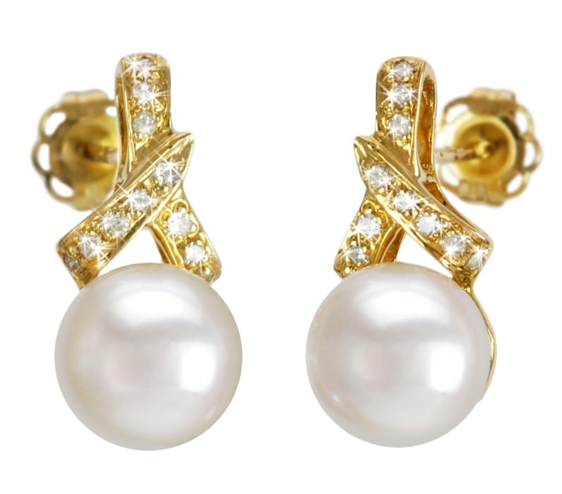 Złote kolczyki z perłami Akoya EA-75W-SYG14D-RIB