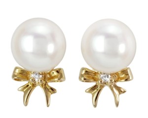 Złote kolczyki z perłami Akoya (wzór BOW)