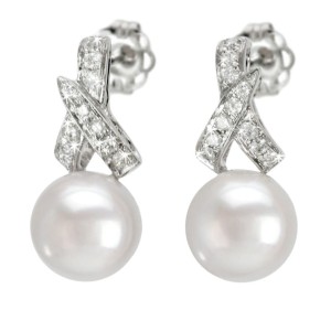 Kolczyki złote z perłami Akoya (wzór RIB)