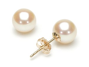 Kolczyki ze złocistymi perłami Akoya 7,5-8 mm (wzór CSES)