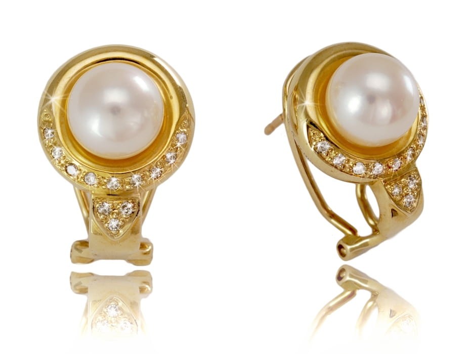 Złote kolczyki z perłami Akoya EA-80W-OBYG14D-RND