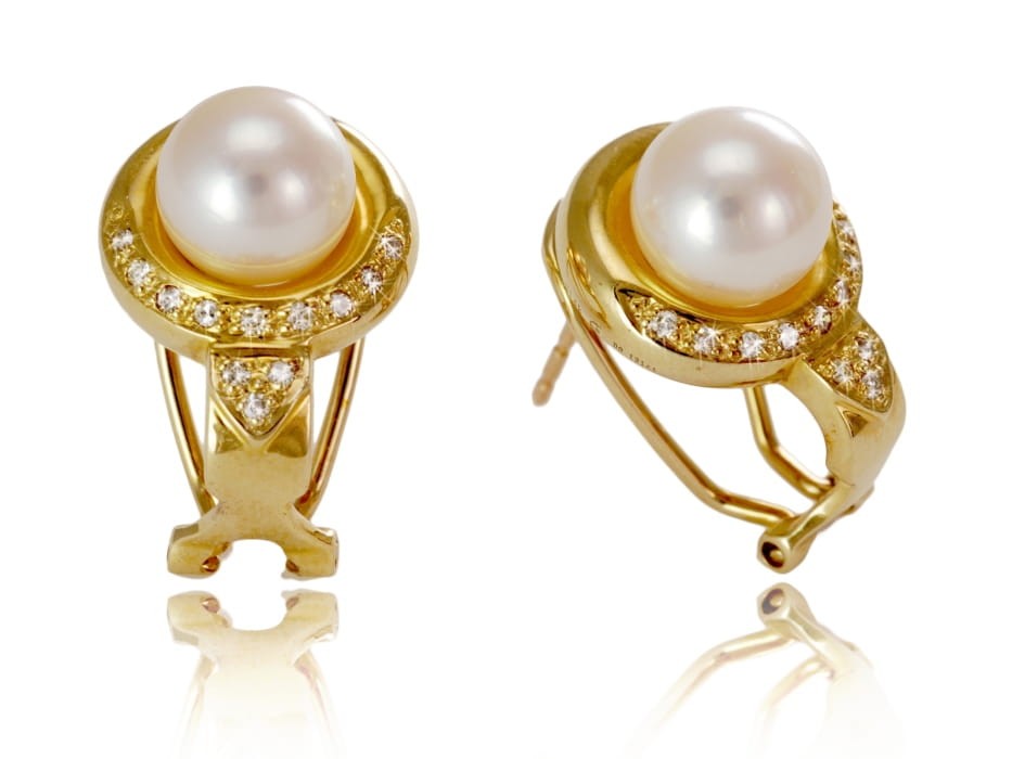 Złote kolczyki z perłami Akoya EA-80W-OBYG14D-RND 2