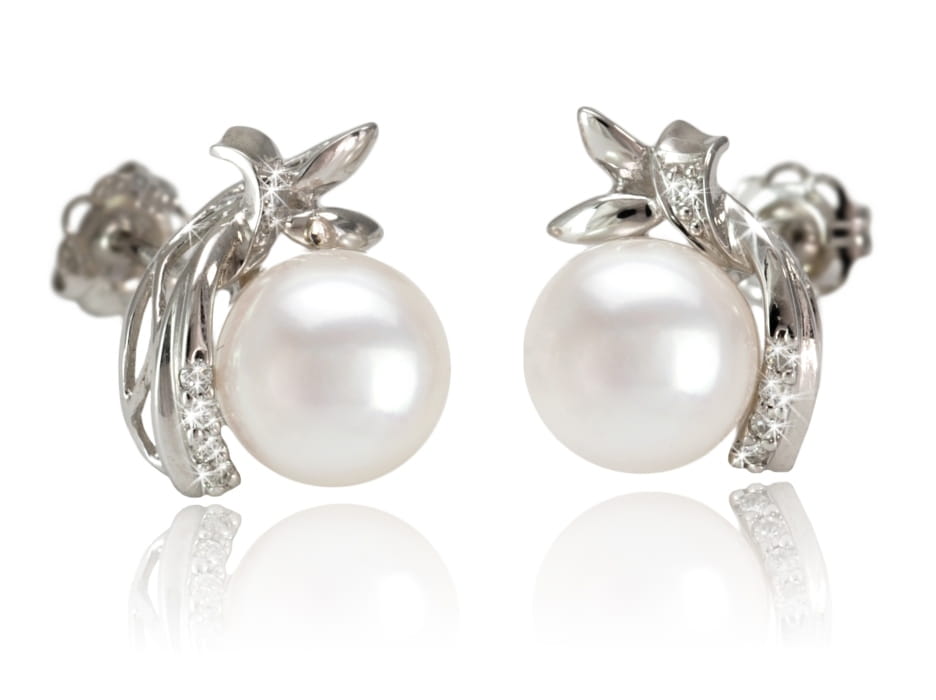 Kolczyki złote z perłami Akoya EA-80W-SWG14D-SHA