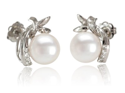 Kolczyki złote z perłami Akoya (wzór SHA)