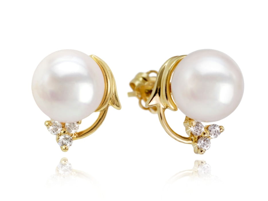 Złote kolczyki z perłami Akoya EA-80W-SYG14D-SHO