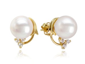 Złote kolczyki z perłami Akoya (wzór SHO)